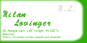 milan lovinger business card